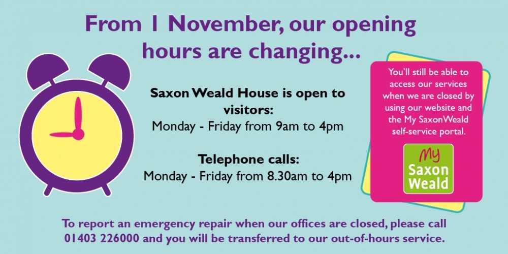Change to opening hours